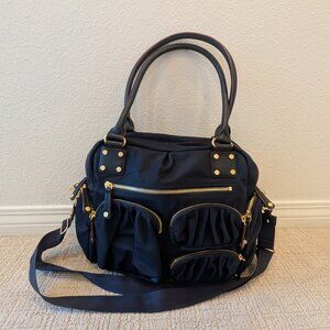 MZ Wallace New York Frankie Shoulder Bag Tote Travel Pockets Purse navy blue